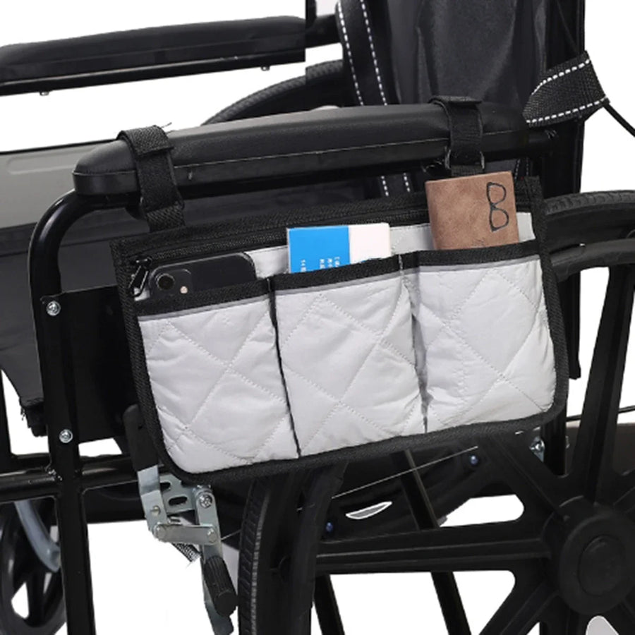 Portable Polyester Wheelchair Armrest Hanging Bag with Reflective Strip view 8