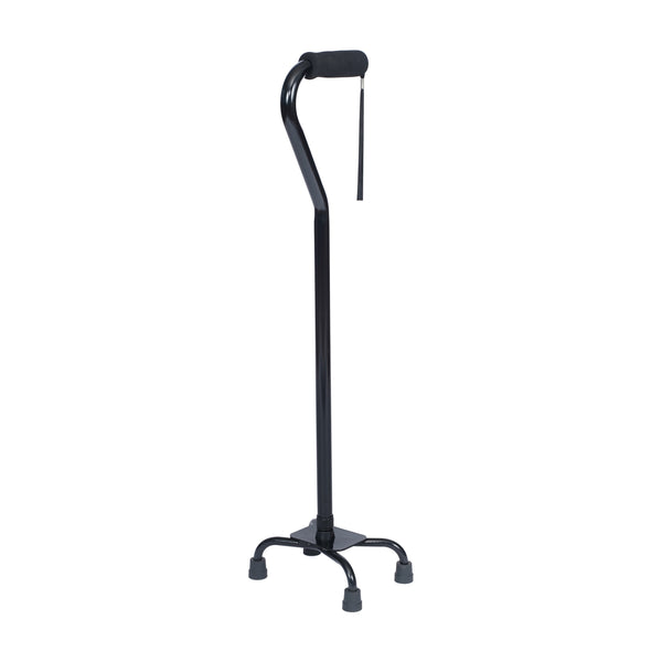 HERCULES Adjustable Quad Cane with Comfort Grip Foam Padded Handle, Large 4-Pronged Base for Stability, and Left or Right Handed Use
