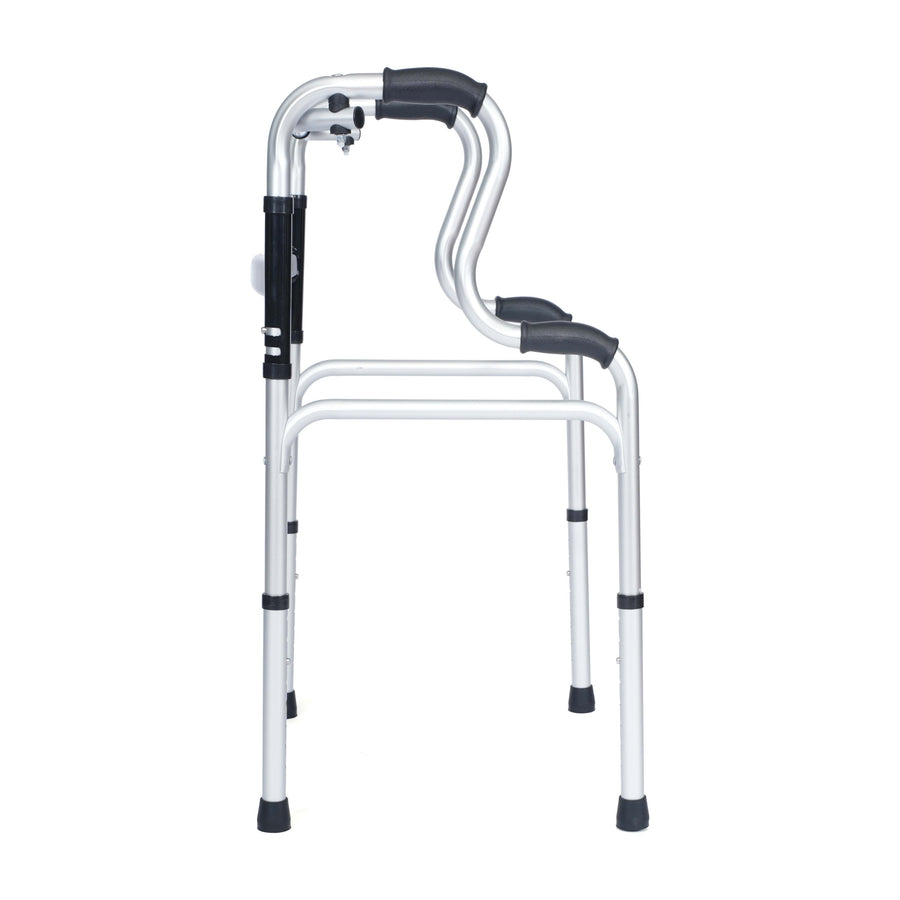 HERCULES Bi-Level Folding Walker with Adjustable Height, Interchangeable Wheels or Feet, Dual Frame Types, and Lightweight Design