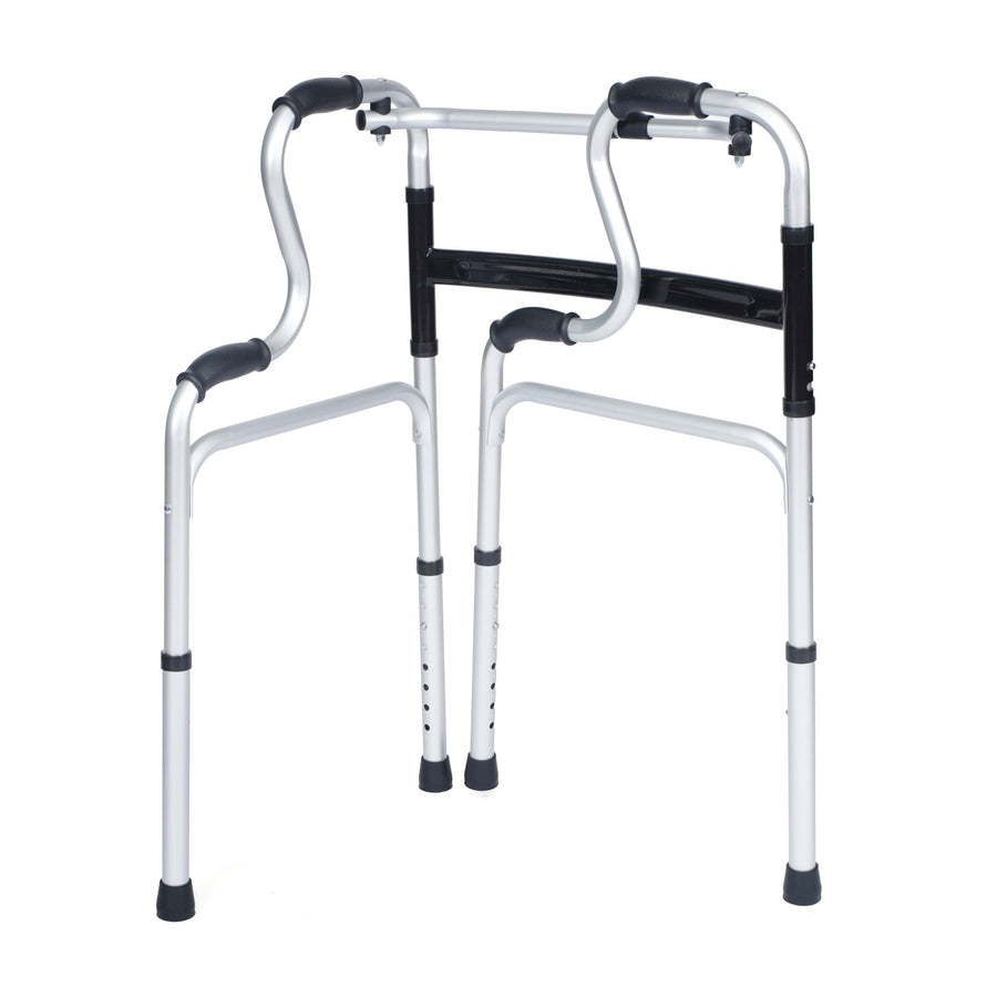 HERCULES Bi-Level Folding Walker with Adjustable Height, Interchangeable Wheels or Feet, Dual Frame Types, and Lightweight Design