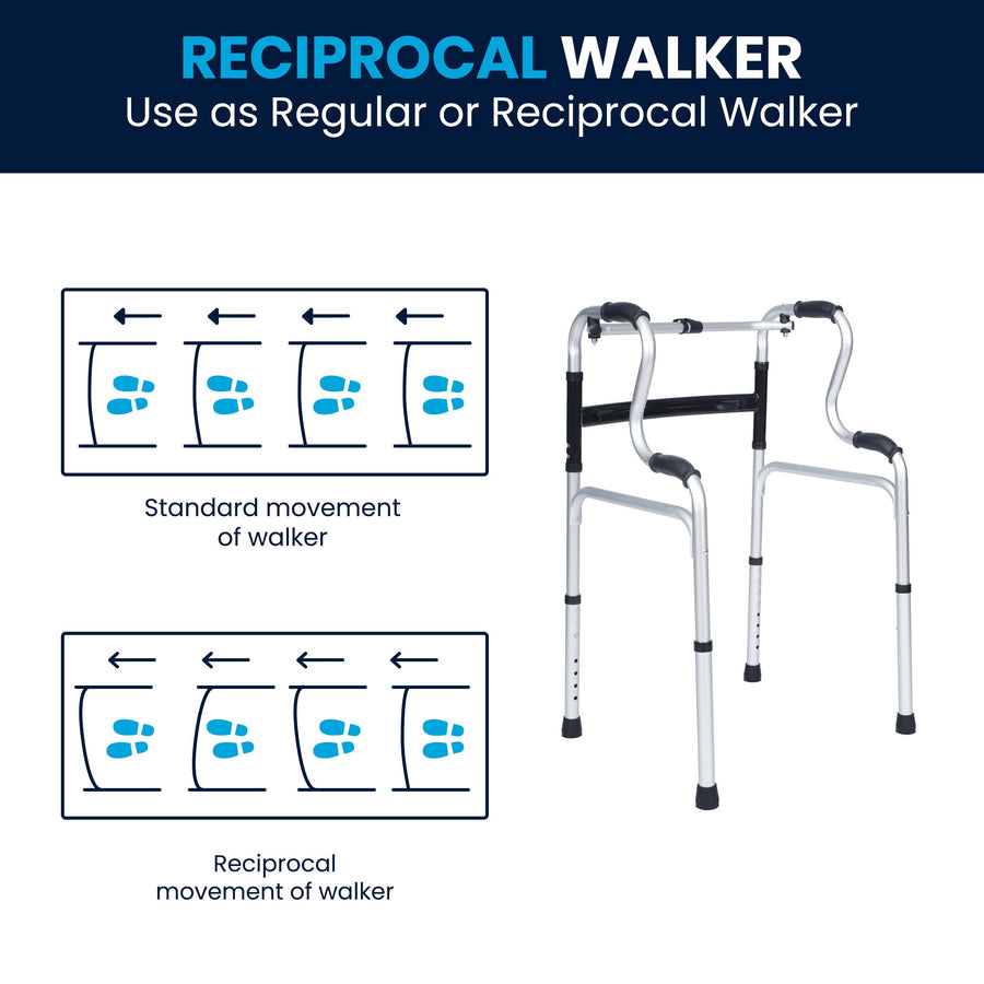 HERCULES Bi-Level Folding Walker with Adjustable Height, Interchangeable Wheels or Feet, Dual Frame Types, and Lightweight Design