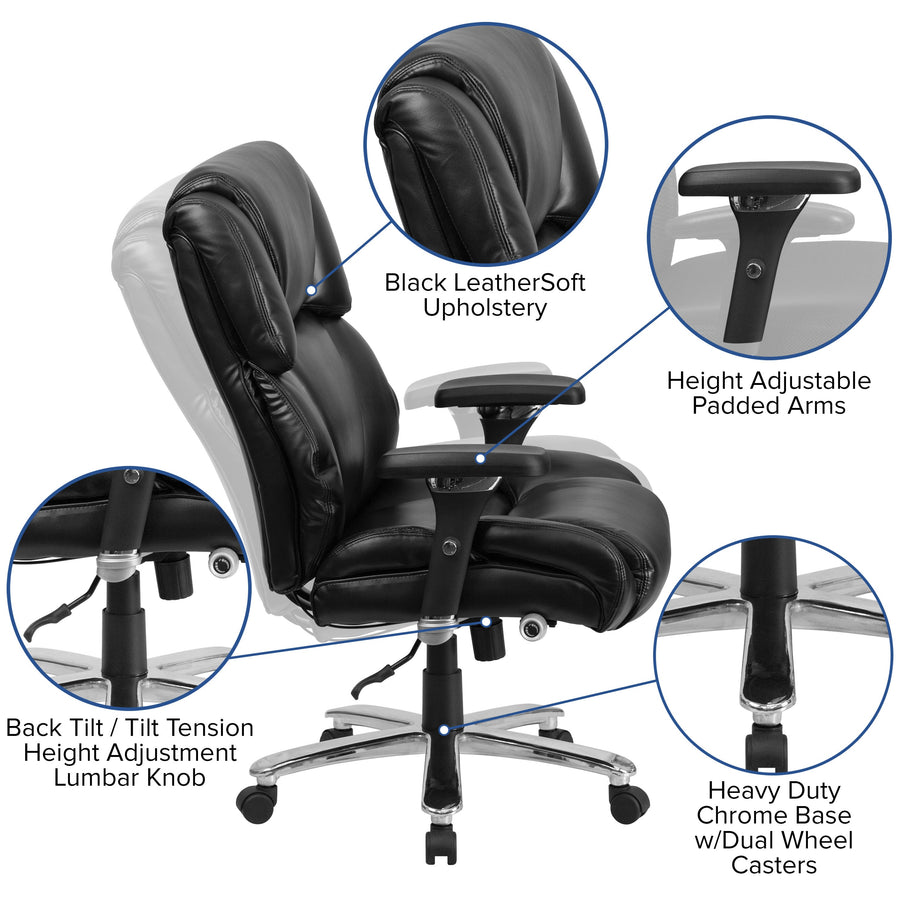 HERCULES Series 24/7 Intensive Use Big & Tall 400 lb. Rated Executive Swivel Ergonomic Office Chair with Lumbar Knob and Tufted Headrest & Back