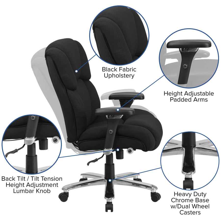 HERCULES Series 24/7 Intensive Use Big & Tall 400 lb. Rated Executive Swivel Ergonomic Office Chair with Lumbar Knob and Tufted Headrest & Back