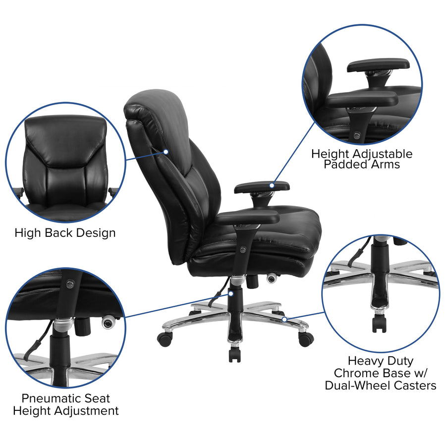 HERCULES Series 24/7 Intensive Use Big & Tall 400 lb. Rated High Back Executive Swivel Ergonomic Office Chair with Lumbar Knob and Large Triangular Shaped Headrest