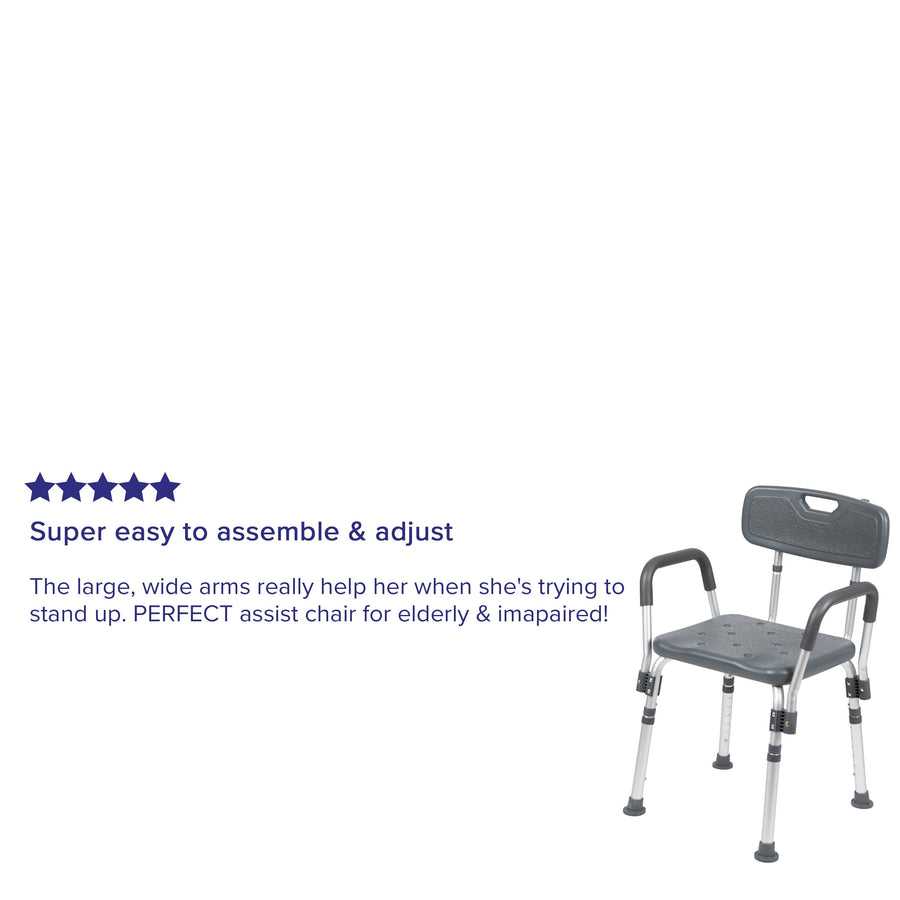 HERCULES Series 300 Lb. Capacity Adjustable Bath & Shower Chair with Quick Release Back & Arms