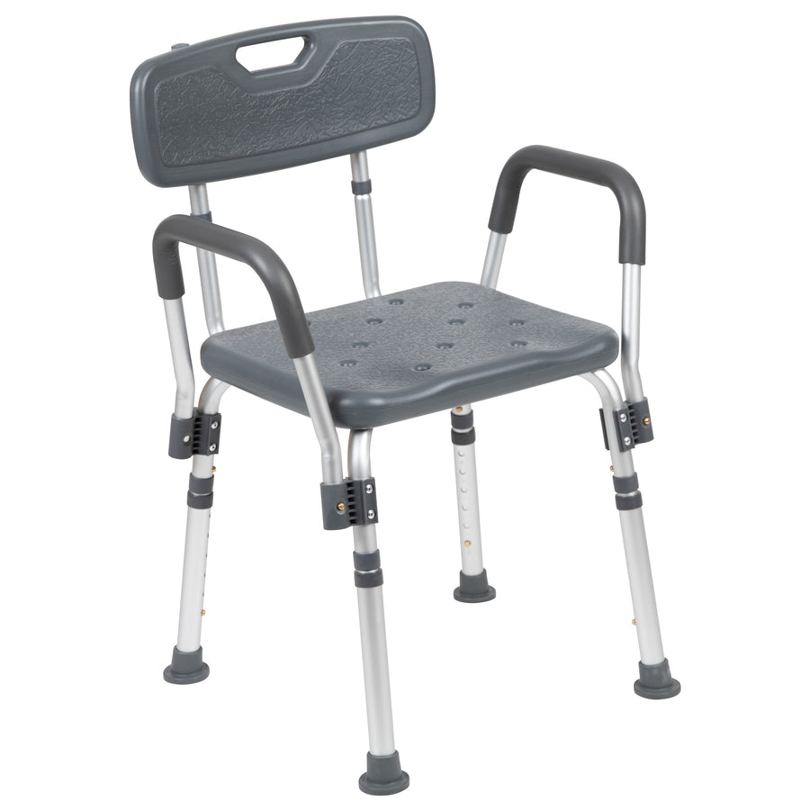 HERCULES Series 300 Lb. Capacity Adjustable Bath & Shower Chair with Quick Release Back & Arms