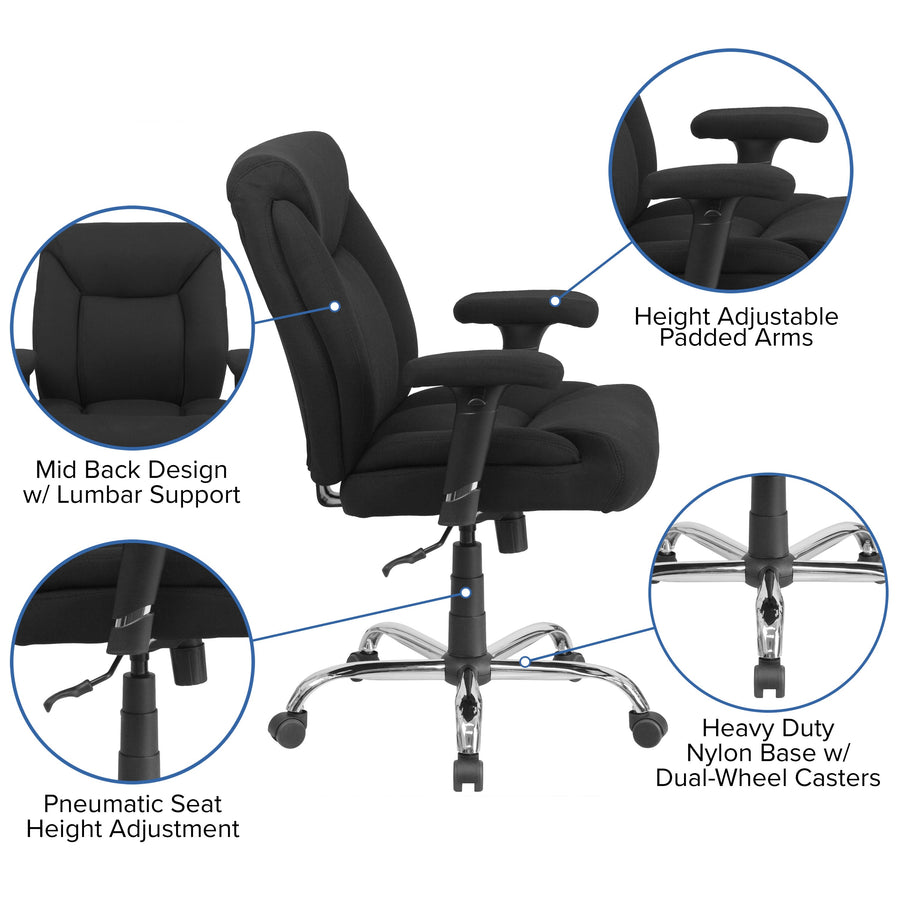 HERCULES Series Big & Tall 400 lb. Rated Swivel Ergonomic Task Office Chair with Deep Tufted Seating and Adjustable Arms