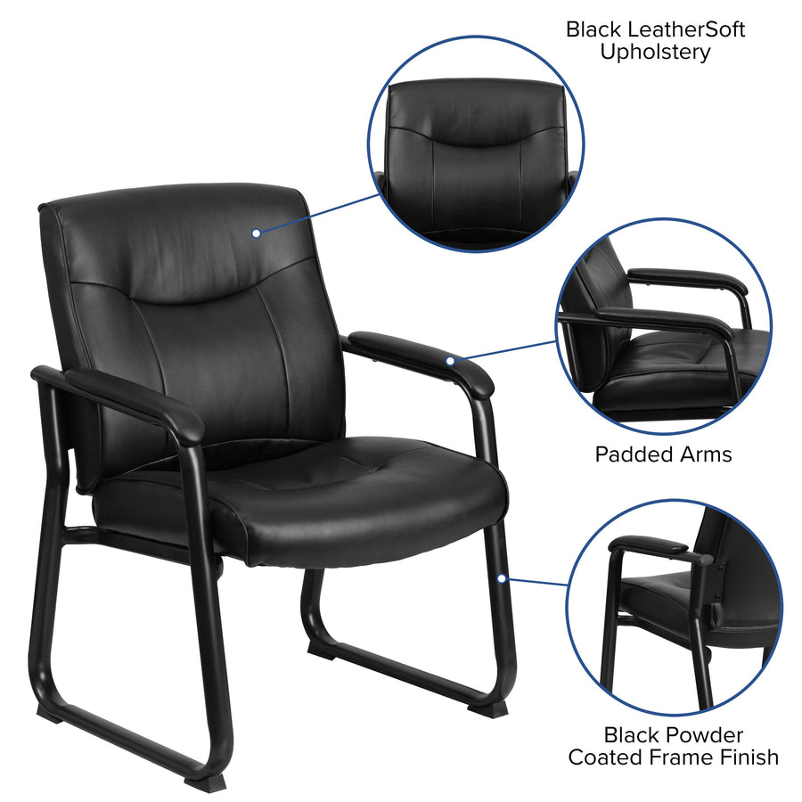 HERCULES Series Big & Tall 500 lb. Rated LeatherSoft Executive Side Reception Chair with Sled Base