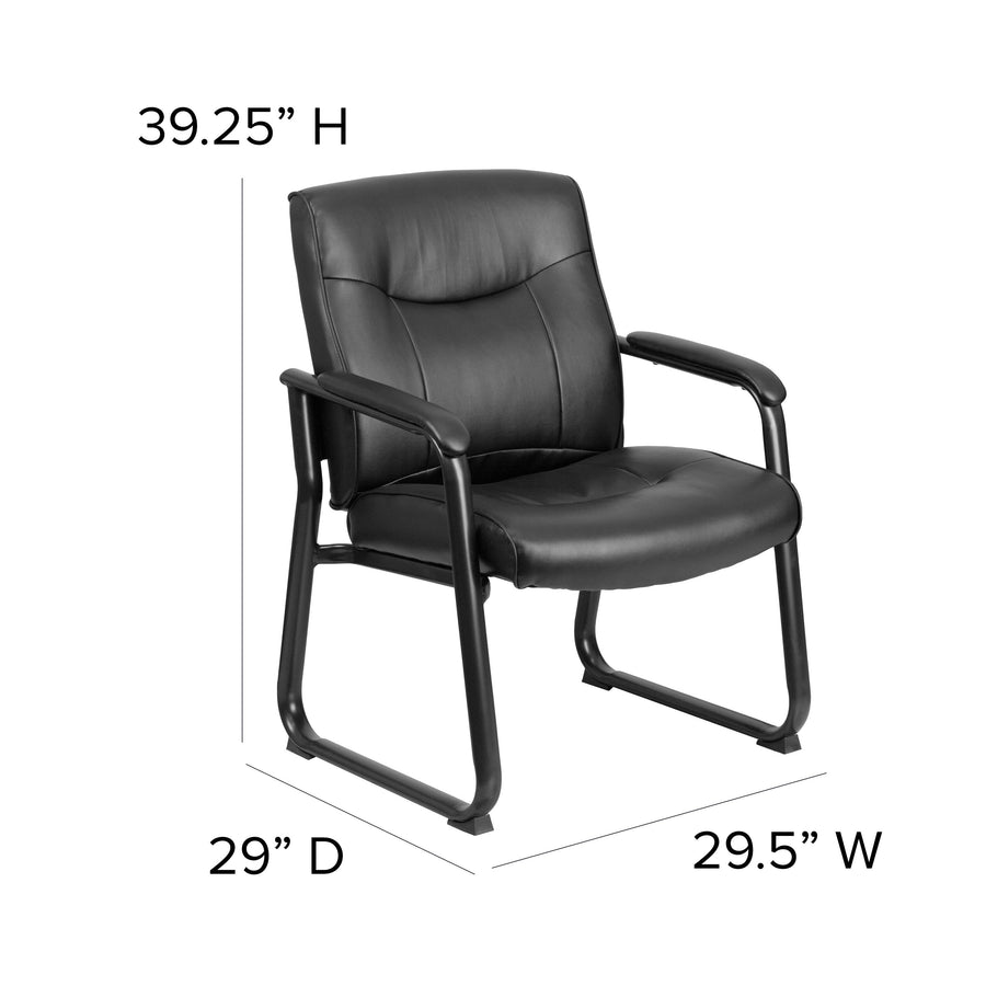 HERCULES Series Big & Tall 500 lb. Rated LeatherSoft Executive Side Reception Chair with Sled Base