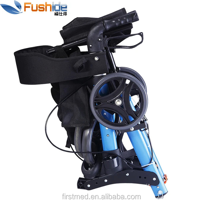 Lightweight Aluminum Rollator Walker with Cane Holder and Brakes view 3