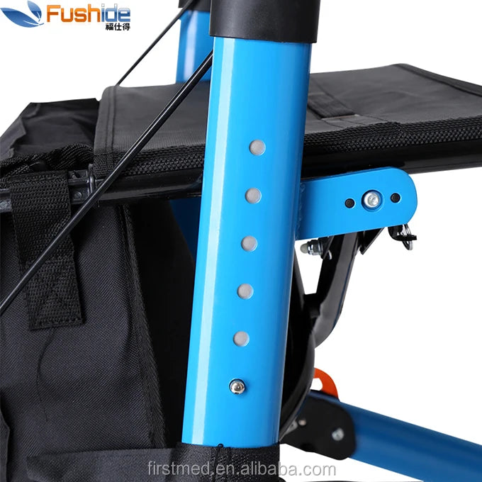 Lightweight Aluminum Rollator Walker with Cane Holder and Brakes view 4
