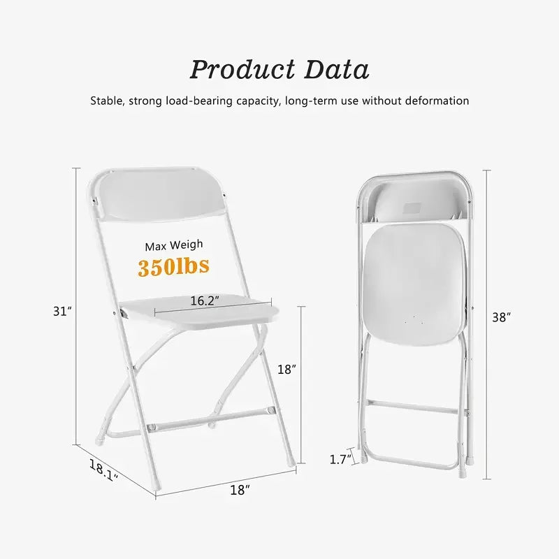 Heavy Duty White Metal Outdoor Folding Chair for Dining and Events view 2