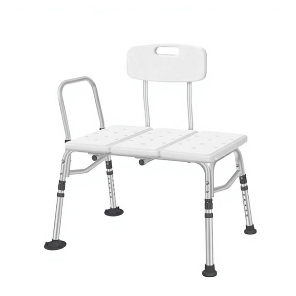 Adjustable Non-Slip Shower Transfer Bench with Backrest and Handrail