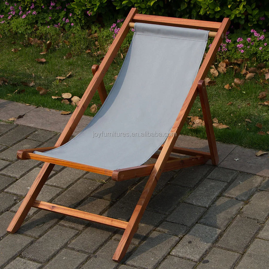 Single Wooden Folding Beach Deck Chair view 4