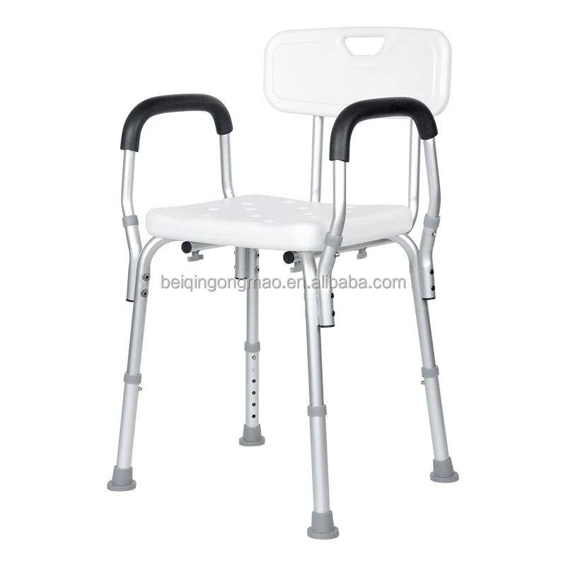 Heavy Duty Padded Shower Transfer Bench with Arms, Height Adjustable