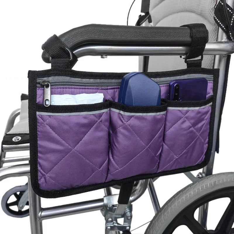 Portable Polyester Wheelchair Armrest Hanging Bag with Reflective Strip view 11