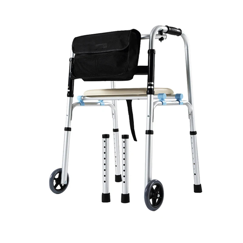 Adjustable Height Aluminum Folding Walker with Wheels and Glides view 5