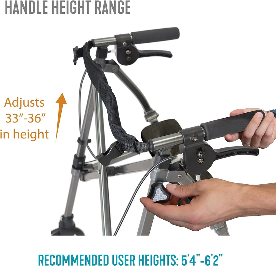 Lightweight Folding Rolling Walker with Padded Seat, Backrest and 6-Inch Wheels view 5