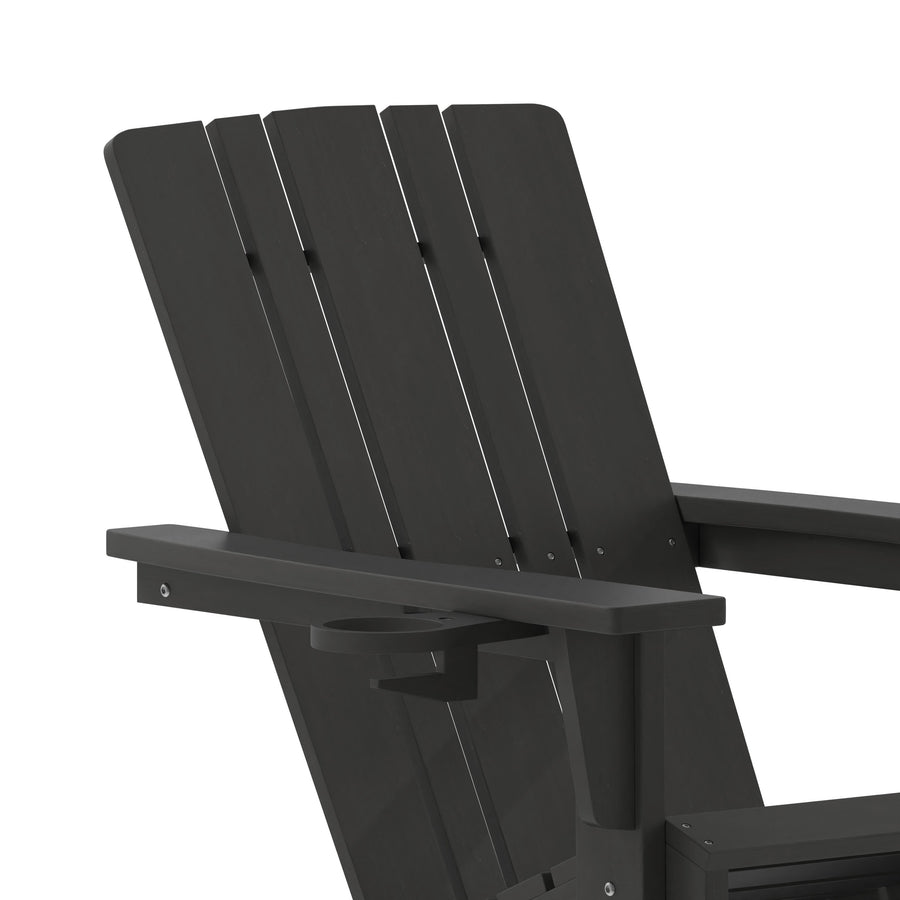 Halifax HDPE Adirondack Chair with Cup Holder and Pull Out Ottoman, All-Weather HDPE Indoor/Outdoor Chair