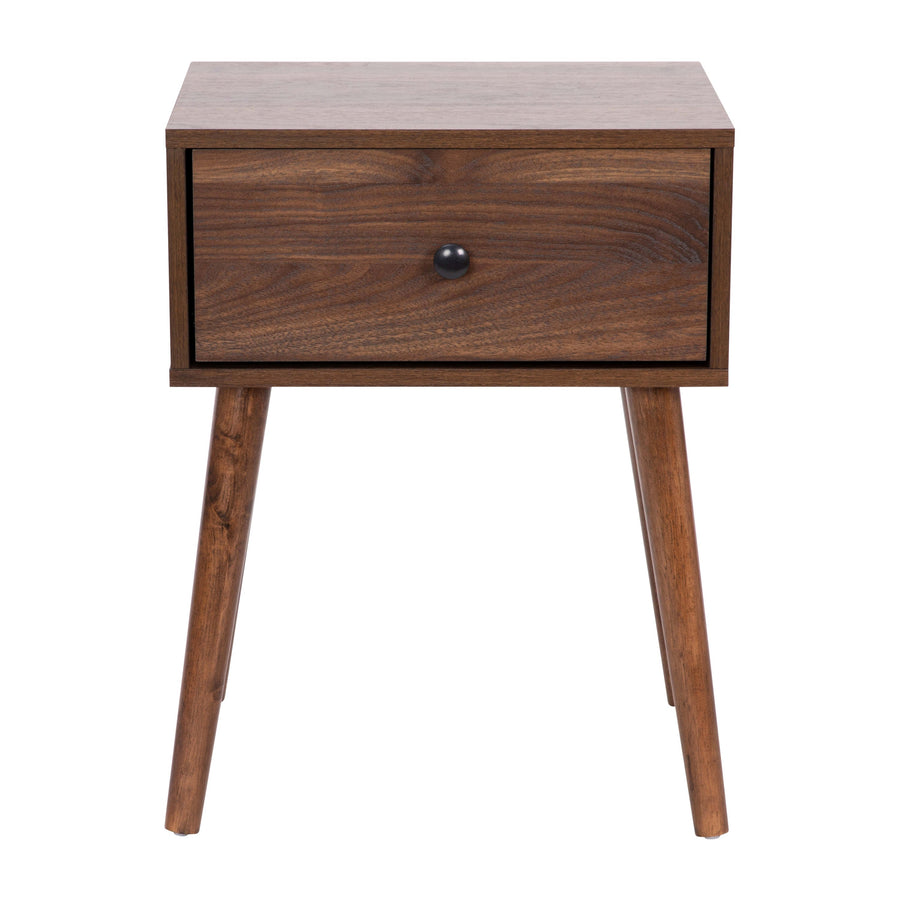 Hatfield Mid-Century Modern One Drawer Wood Nightstand, Side Accent or End Table with Soft Close Storage Drawer