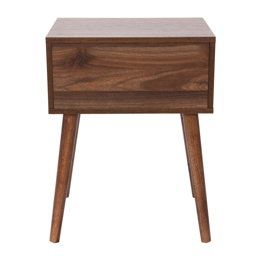 Hatfield Mid-Century Modern One Drawer Wood Nightstand, Side Accent or End Table with Soft Close Storage Drawer