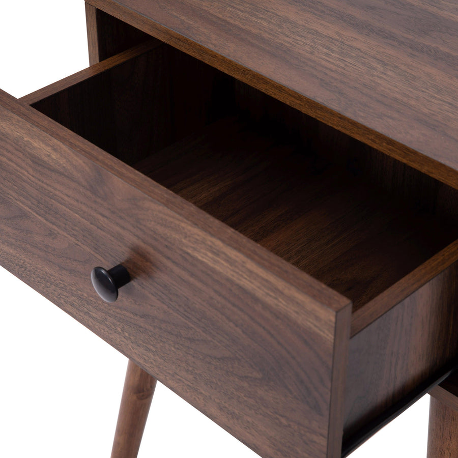 Hatfield Mid-Century Modern One Drawer Wood Nightstand, Side Accent or End Table with Soft Close Storage Drawer