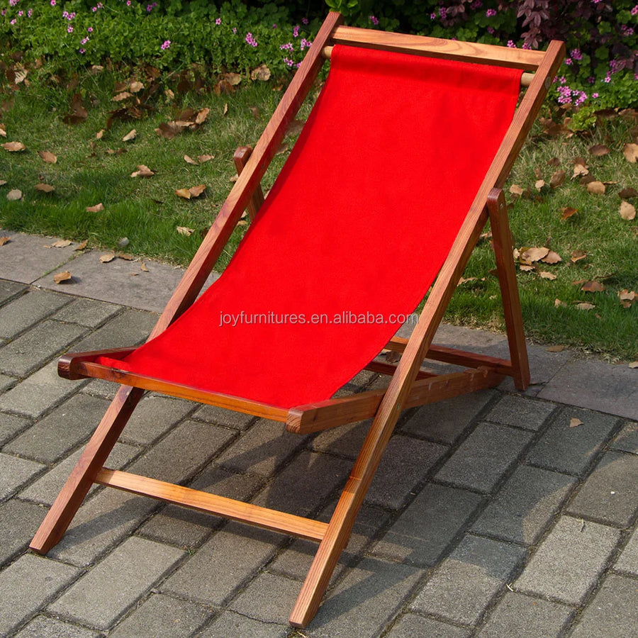 Single Wooden Folding Beach Deck Chair view 3