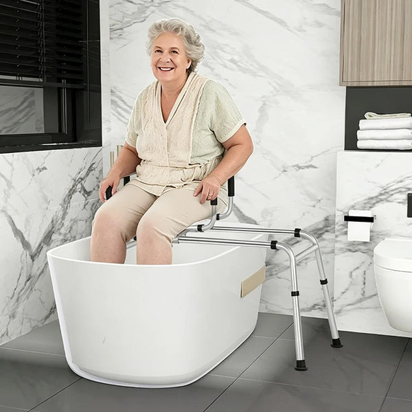 350 lb Adjustable Swivel Sliding Tub Transfer Bench with Waterproof Armrests and Non-Slip Pads