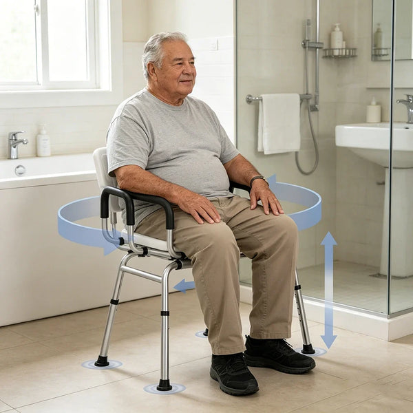 Heavy Duty 350 lb Adjustable Swivel Sliding Tub Transfer Bench with Waterproof Armrests