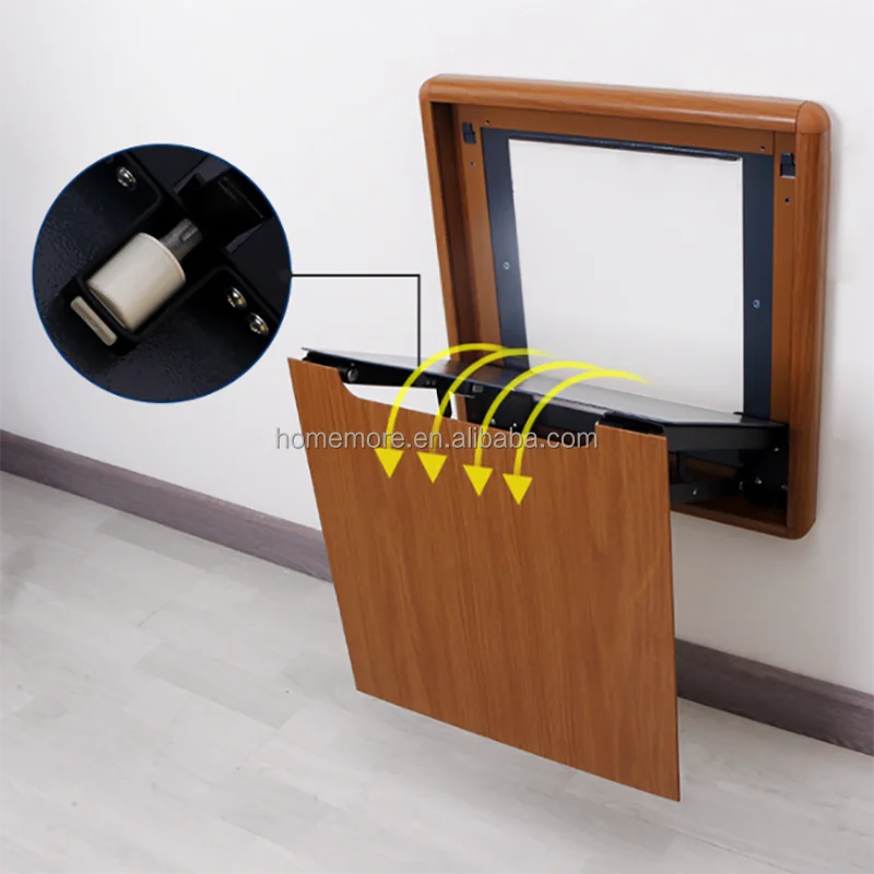 Heavy Duty Space-Saving Wall-Mounted Folding Seat in Wood Grain Aluminum view 2