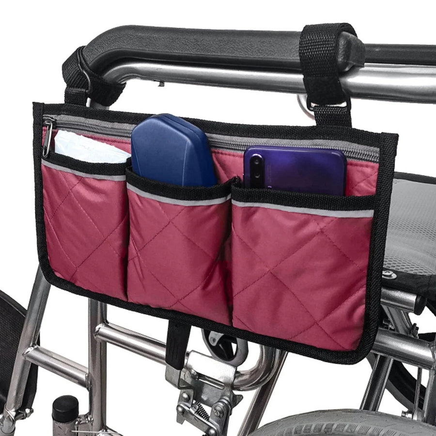 Portable Polyester Wheelchair Armrest Hanging Bag with Reflective Strip view 9