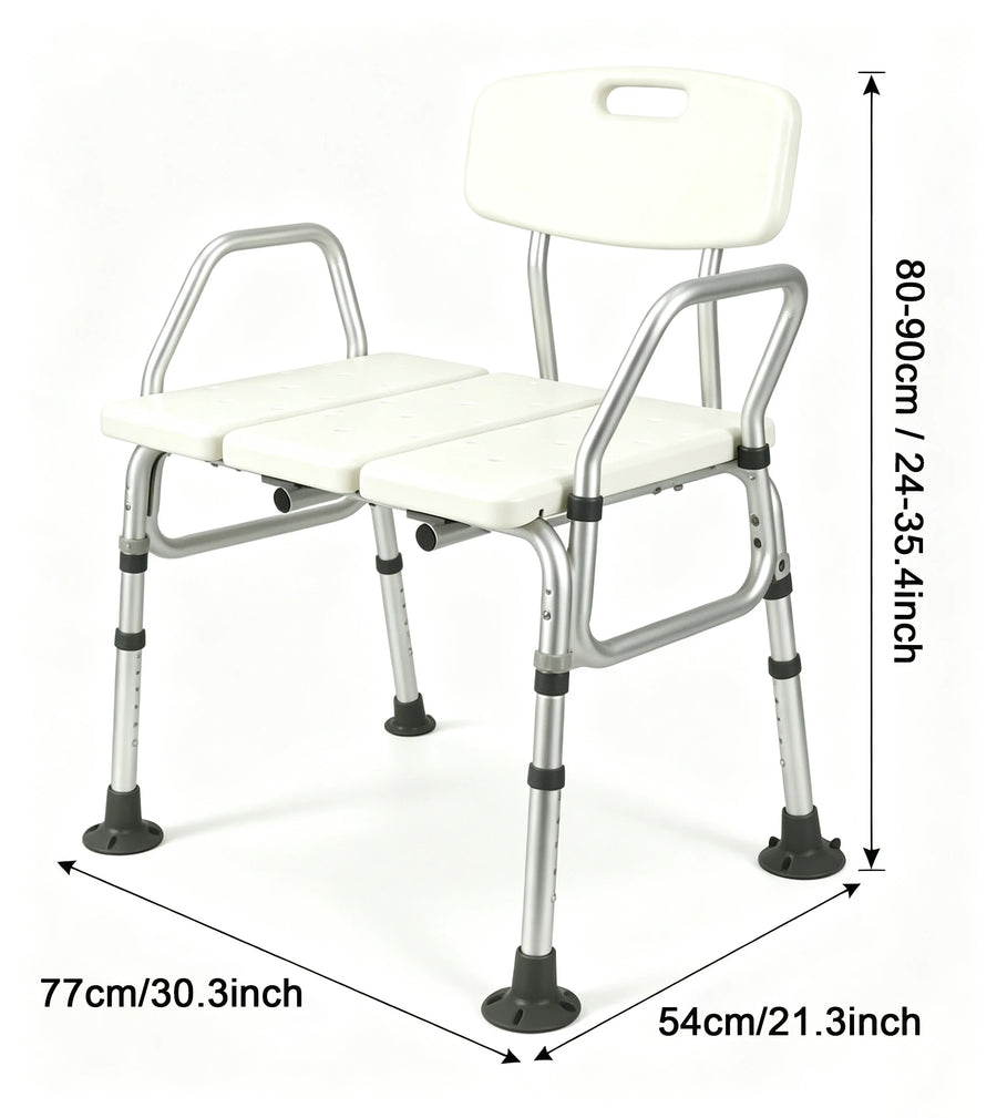 Heavy Duty Aluminum Shower Transfer Bench with Detachable Back and Armrest view 3