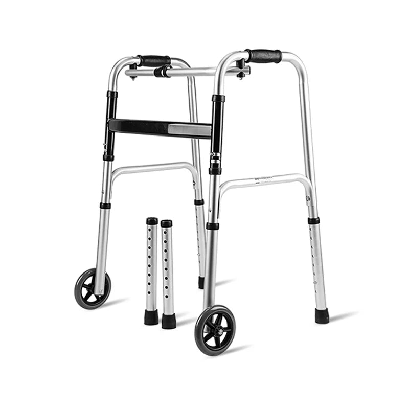 Adjustable Height Aluminum Folding Walker with Wheels and Glides view 3