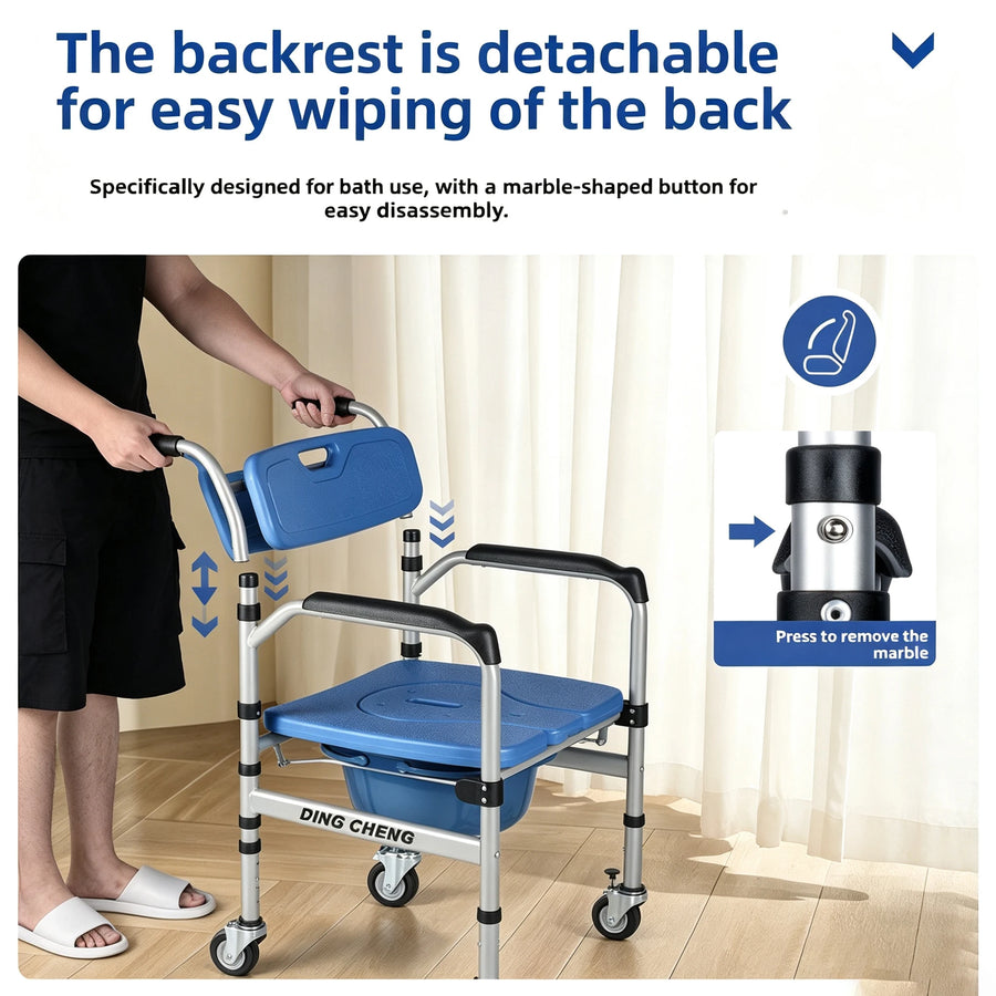 Sliding Bath Transfer Bench with Commode and Shower Chair Combo view 4