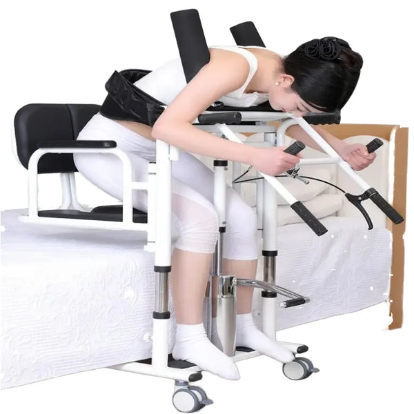 Hydraulic Lifting Transfer Wheelchair with Commode for Bathroom and Shower