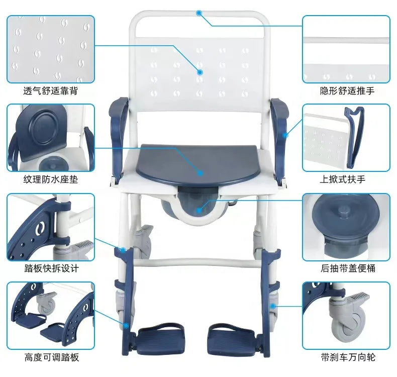 Lightweight Folding Aluminum Wheelchair with Footrest and Shopping Bag view 3