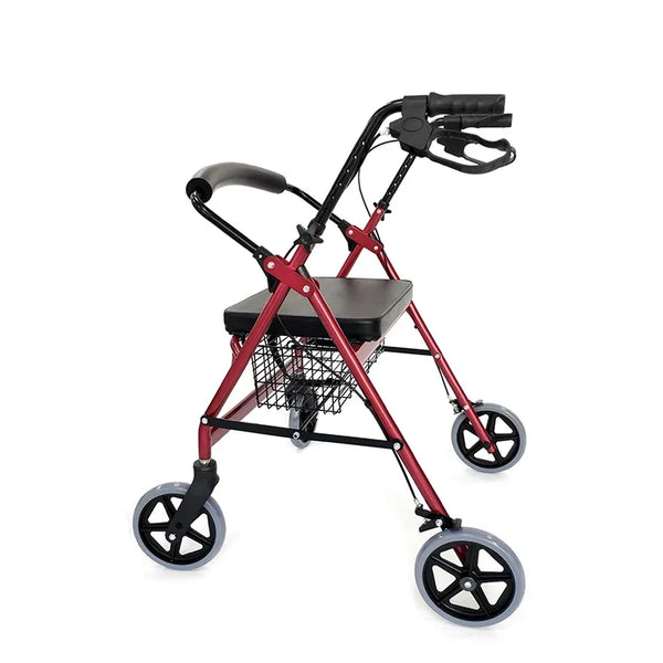 Lightweight Aluminum Upright Rollator Walker with Folding Frame for Seniors