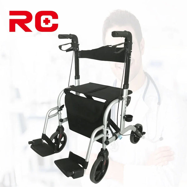 Lightweight Folding Aluminum Rollator Walker with Seat for Seniors
