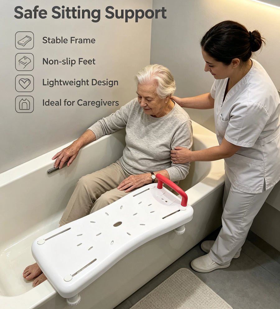 Anti-Slip Bathtub Board Transfer Bench Bath Seat with Handle