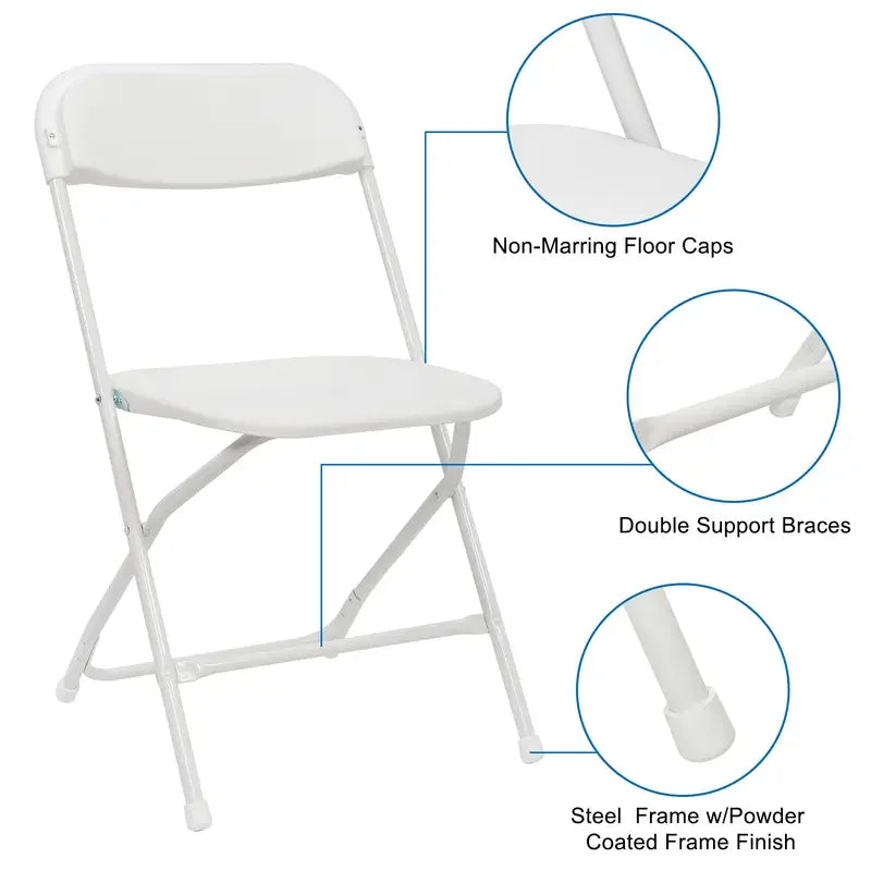 Heavy Duty White Metal Outdoor Folding Chair for Dining and Events view 4