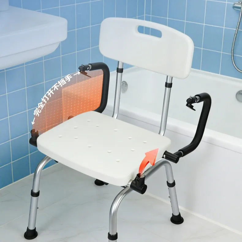 Folding Bathtub Transfer Bench with Backrest and Armrest, Height Adjustable view 2