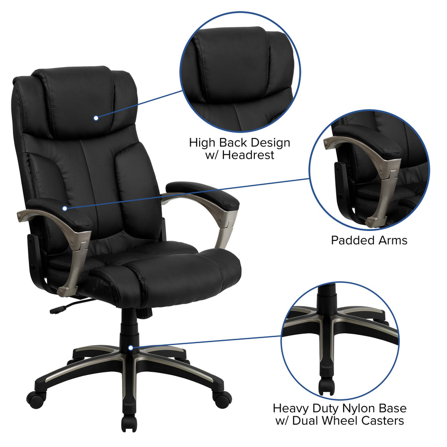 High Back Folding LeatherSoft Executive Swivel Office Chair with Arms