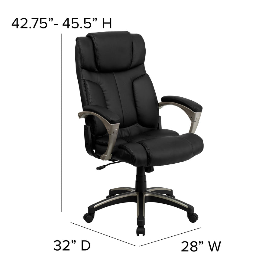 High Back Folding LeatherSoft Executive Swivel Office Chair with Arms
