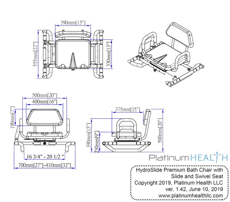 Hydroslide Sliding Bath Chair with Swivel Seat by Platinum Health