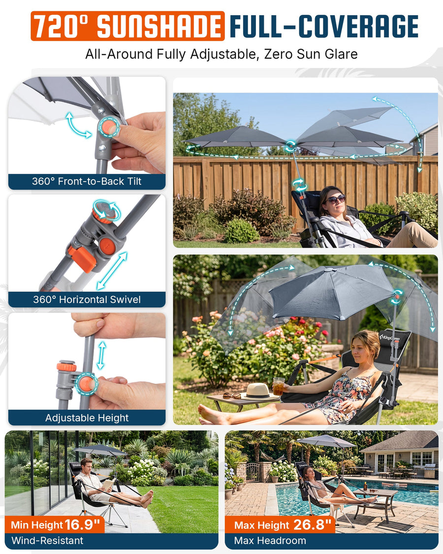 KingCamp Orchid C20 Hammock Chair with Footrest & HoverShade Clip-On Umbrella Bundle
