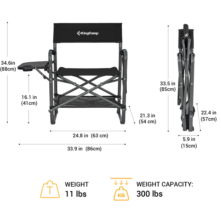 KingCamp ASH B30 Directors Heavy Duty Chair with Side Table