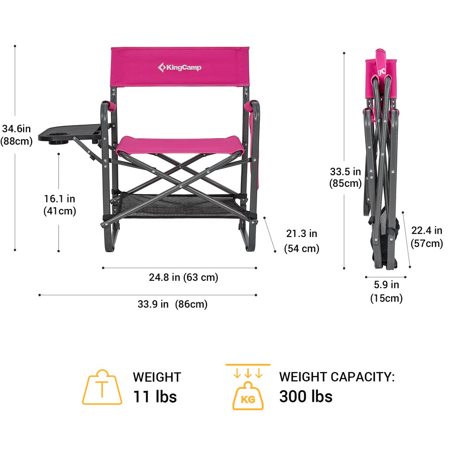 KingCamp ASH B30 Directors Heavy Duty Chair with Side Table