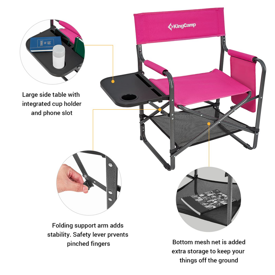 KingCamp ASH B30 Directors Heavy Duty Chair with Side Table
