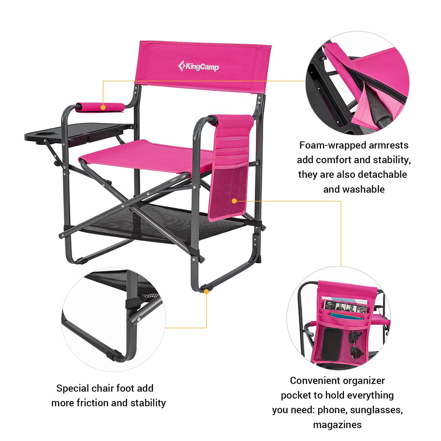 KingCamp ASH B30 Directors Heavy Duty Chair with Side Table
