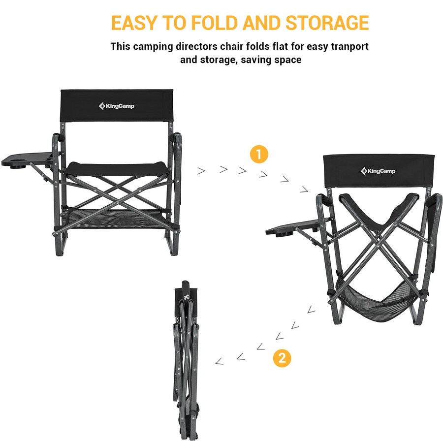 KingCamp ASH B30 Directors Heavy Duty Chair with Side Table
